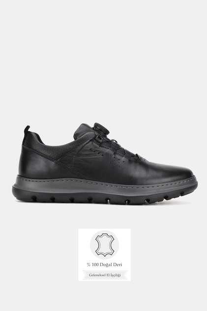 Men's Black Genuine Natural Leather Orthopedic Sole Comfort Smart Lace-Up Shoes
