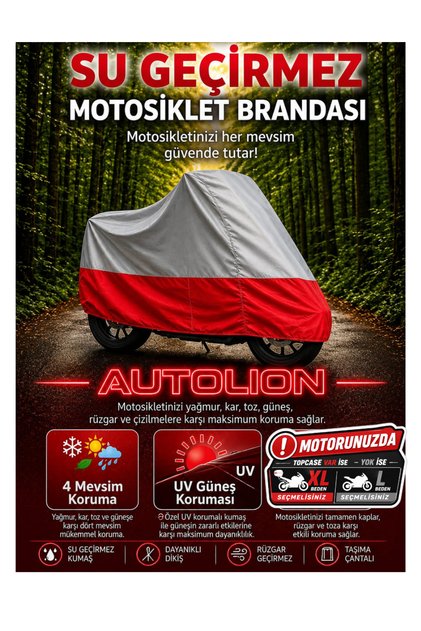 Suzuki Dr-Z4S Compatible (Grey-Red) Motorcycle Cover, Waterproof Uv-Protected Motor Cover with Connection Clips and Carrying Bag.