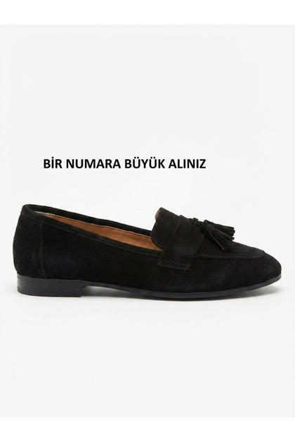 Genuine Leather Suede Tassel Detailed Women's Loafer Shoes