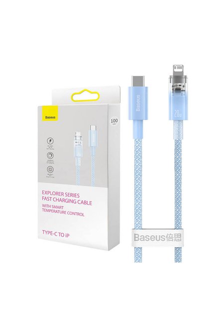 Cablu de incarcare rapida USB-C la seria Lightning Explorer 1m, 20W (albastru)