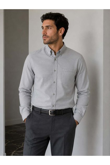 Men's Plain Pattern Classic Long Sleeve Shirt