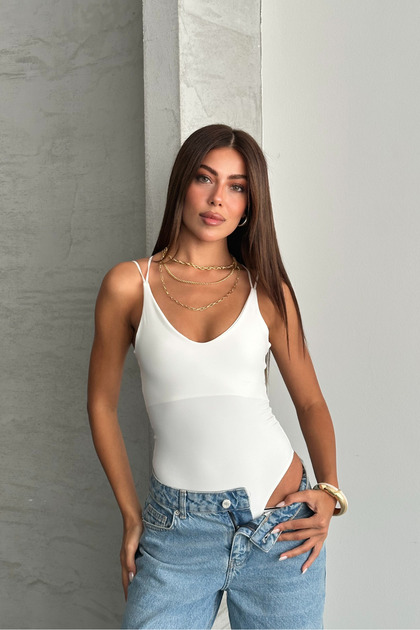 Thin Straps Backless Bodysuit Blouse