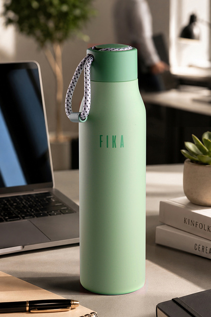 Fika Rento Leak-Proof Screw Cap Wide Mouth Easy-To-Transport Steel Thermos 600 ml - Mint Green