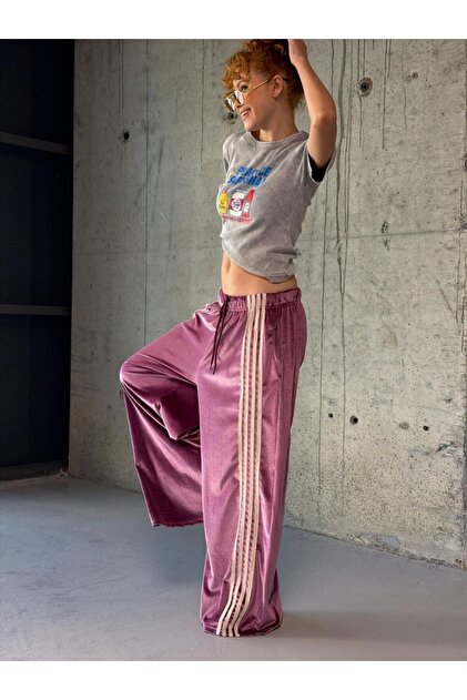 TREND OVERSIZE ESNEK BEL BOL KALIP KADİFE KUMAŞ PALAZZO EŞOFMAN