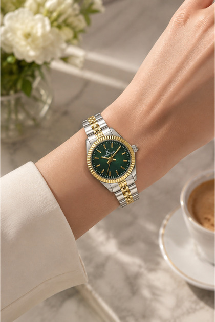 Kadın Kol Saati Özel Tasarım Şık Yeşil Kadran Günlük Kullanıma Uygun 30 Metre Suya Dayanıklı