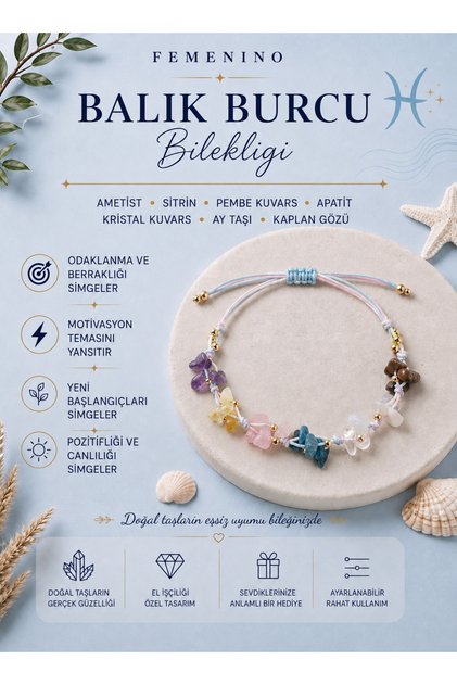 Pisces Natural Stone Macrame Bracelet