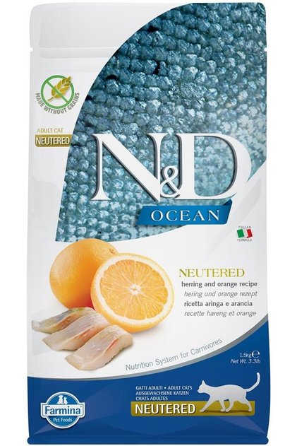 Herring and Orange Dry Neutered Cat Food, 1.5 Kg