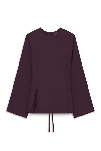 Yırtmaçlı Tensel Bluz Bordo