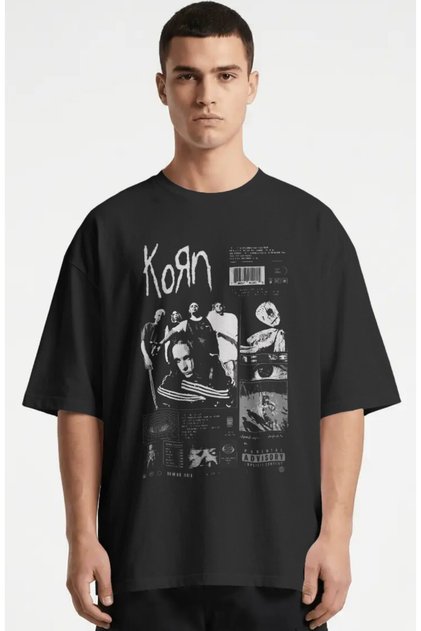 Korn Rock Metal Music Band Printed Unisex Oversize Premium T-Shirt