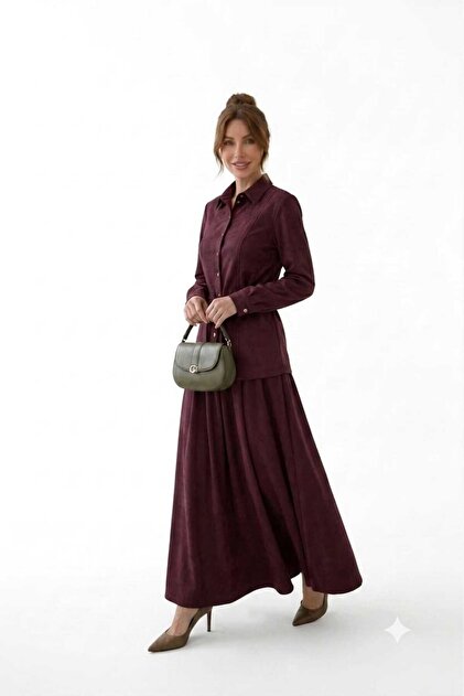 Women's Flawed Draped Shirt with Tie-Up Detail Skirt Set