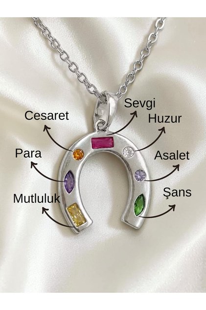 Luck Horseshoe Necklace – with Colorful Stone Detail