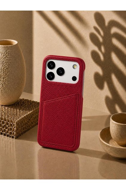 iPhone 17 Pro (6.3 Inch) Compatible Leather Phone Case with Open Sides, Frameless Slim Design, Card Holder Compartment, and Card Slot
