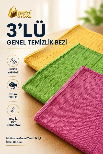 (3 Pieces) Magic Kitchen Cloth Super Water Absorbent Stain Resistant 40*40 cm (Mix Colors)