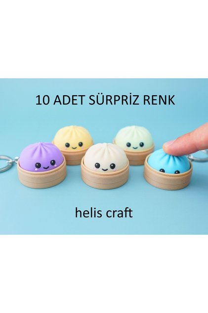 Set of 10 - Stress-Relieving Clicker Chinese Dumpling Keychain - Fidget Toy with Surprise Colorful Keyboard Switch
