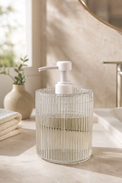 Line 700 ml Large Size Liquid Soap Dispenser with Pump – Striped Modern Design, Bathroom and Kitchen Dispenser