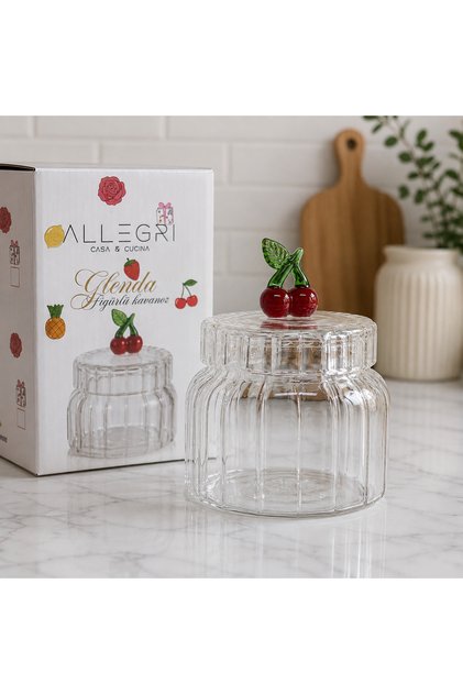 Allegri Kiraz Kulp Cam Kavanoz 350 ml Reçellik Sunumluk