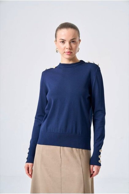 203 Shoulder Gold Button Detailed Knitwear Sweater