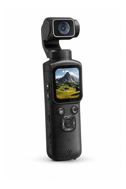 4K Pocket Gimbal Camera with 330° Rotation, Auto Face Tracking, Wi-Fi and Touch Screen, Portable Handheld Video and Photo Camera for Vlogging, Travel and Daily Recording - Black