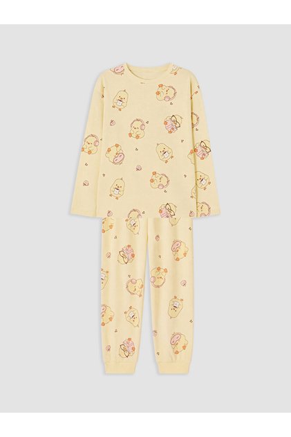 Crew neck girls' pajama set