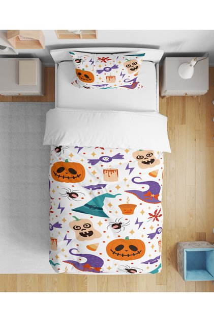 Halloween Patterned 3D Digital Printed Single Bed Without Sheets Young Children's Duvet Cover Set