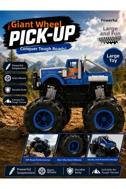 25 cm Rubber-Tracked Giant Wheel Pick-Up Toy Off-Road Vehicle Large Size Off-Road 90033-2A