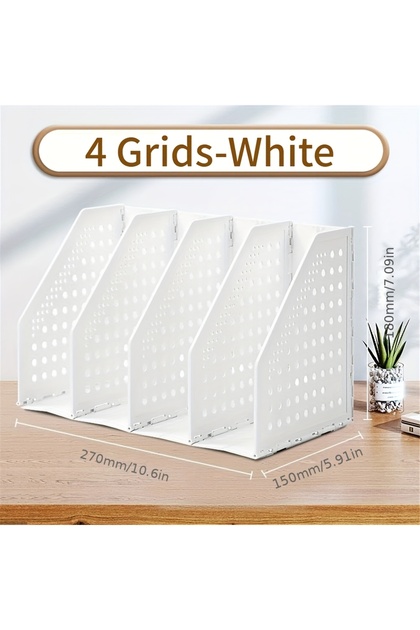 4 Grids 1Pc 3/4 Grids Retractable File Holder Desktop Bookends Desk Organizer Magazine Fil