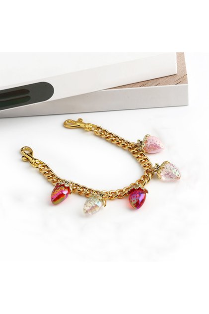 chain-mix Cute Strawberry Keychain,cherry Bag Charms,Heart Flower Key chains Accessories Decor for G
