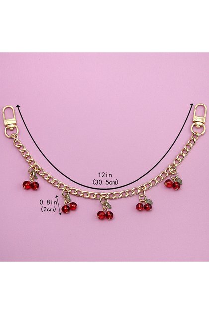 roundcherry DIY Zinc Alloy Bag Hanging Chain with Cherry Pendant Detachable Shoulder Bag Carrying Ch