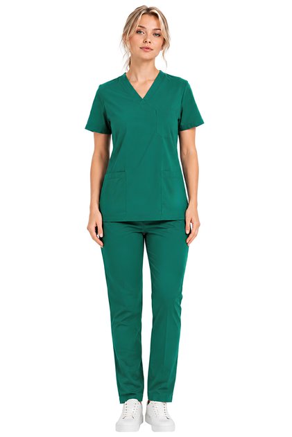 Set chirurgical unisex Brl Scruble, uniformă medicală pentru doctori și asistente, material elastic, verde chirurgical