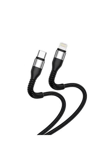كيبل باور إن Type-C إلى Lightning للشحن السريع 27 واط بطول 1.2 متر أسود اللون
