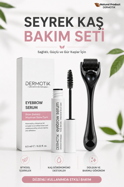 Seyrek Kaş Bakım Seti | Dermaroller ve Kaş Serumu Dolgunlaştırıcı Bakım Serumu 6.5ml
