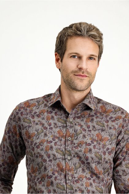 Long Sleeve Slim Fit Slim Fit Printed Cotton Easy-Iron Shirt