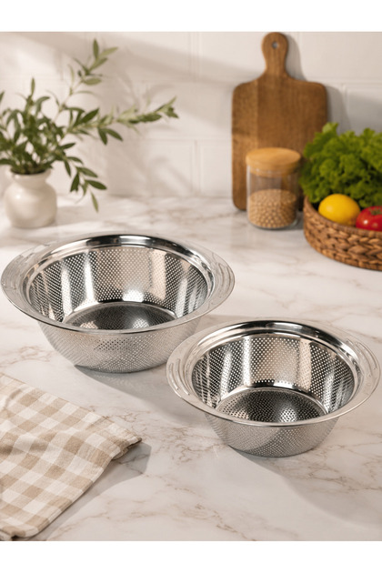 2 Piece Luxury Stainless Steel Strainer Set 16cm 20cm
