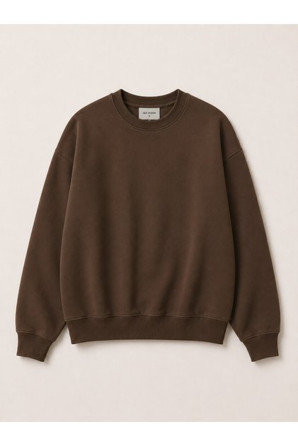 Unisex (Women-Men) Basic 0 Crew Neck Unprinted Plain Oversize Wide Loose Anti-Pilling Combed Cotton 3 Yarn 100% Cotton Sweatshirt
