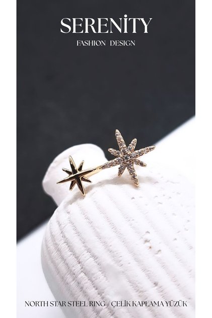 Steel Plated Ring with Polar Star Figure