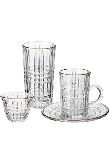 Al Saif Gallery Glass Tea and Coffee Bialat Set, 30 Pieces - Clear