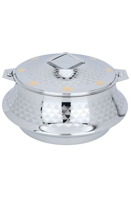 Ashwaq SteelAl Saif Gallery Food Container, 7500 ml, Indian, Gold-Silver Pattern