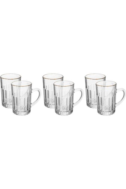 Max Glass Teapot Set, Golden Line, 6 Pieces - Clear