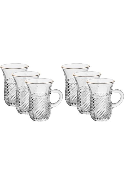 Max Glass Tea Cup Set, 88 ml, 6 Cups - Clear