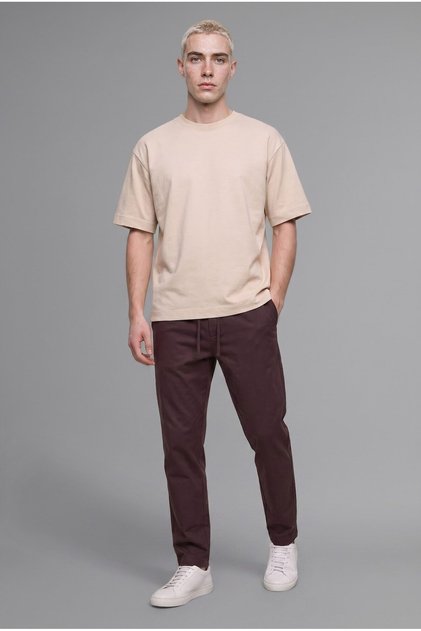 Relaxed Fit Elastic Waist Straight Leg Trousers I5149Ax26Au