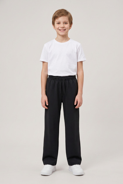 Boys' School Sweatpants Lycra Cotton Fabric Elastic Waist Lace-Up Without Pockets
