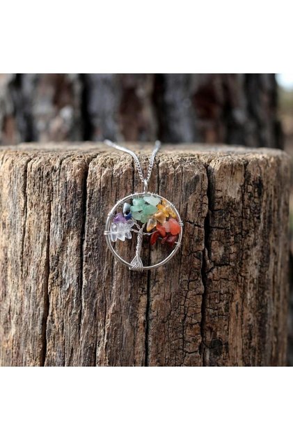 Tree of Life Necklace with Chakra Stones