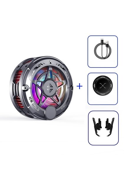 Black K20 Universal Portable Magnetic Semiconductor Phone Cooler with Digital Display RGB Lights Pow