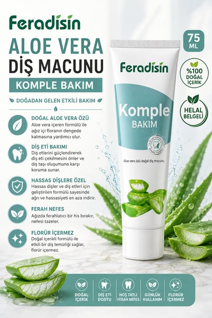 Natural Aloevera Toothpaste 90Gr - Whitening and Protective Fluoride-Free