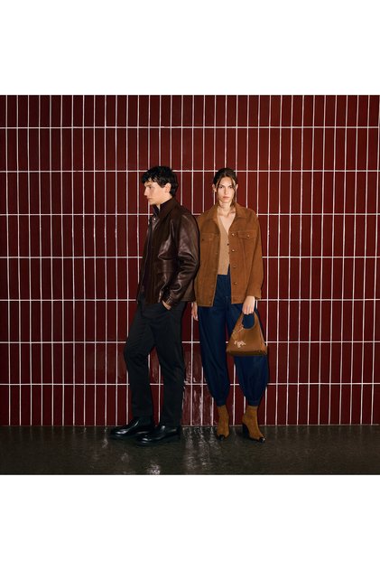 Men's Bitter Brown Shirt Collar Leather Coat