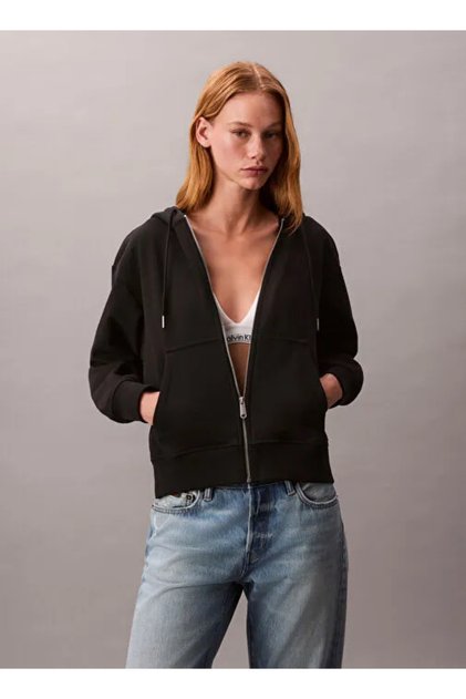 Jeans Kapüşon Yaka Düz Siyah Kadın Sweatshırt LV047B237GUB1