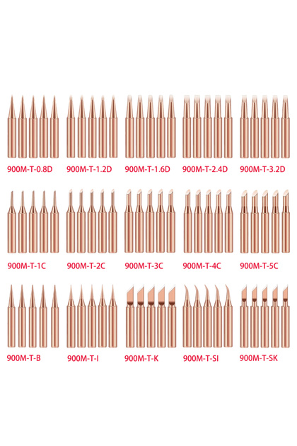 I 5pcs 900M-T Series Welding Tips Lead-Free Welding Solder Tip Pure Copper Soldering Iron Head Weldi