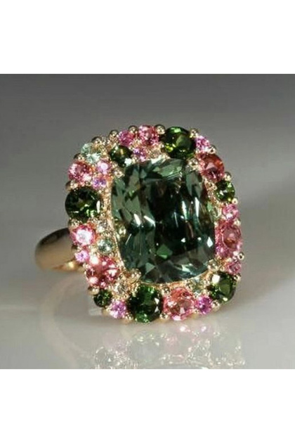 10 Q183 Huitan Newly Colorful Green Cubic Zirconia Rings for Women Special-interested Wedding Party