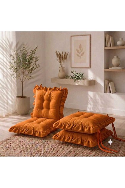 SAÇAKLI SANDALYE MİNDERİ 45X45 CM TURUNCU 4 ADET