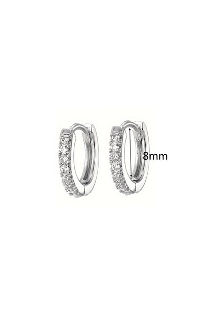 8mm silver 1pair Exquisite Synthetic Zircon Decor Hoop Earrings, Fashion Earrings For Men Women